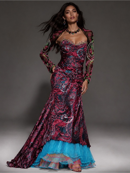 Bob Mackie Dresses & Skirts - NWT Vintage Y2K Bob Mackie B’Zar Boho Paisley Beaded Dress Set 14/12